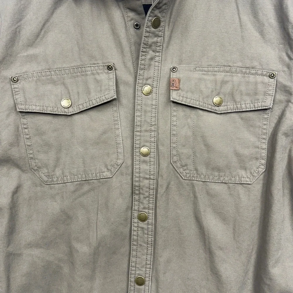 Coleman Mens Canvas Sherpa Lined Flannel Shirt Jacket Tan‎ Workwear Size M